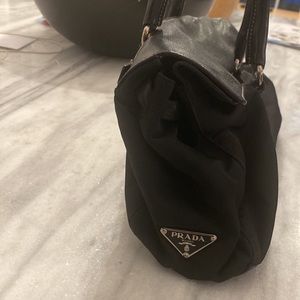 Prada easy foldover pushlock shoulder bag tessulo with leather